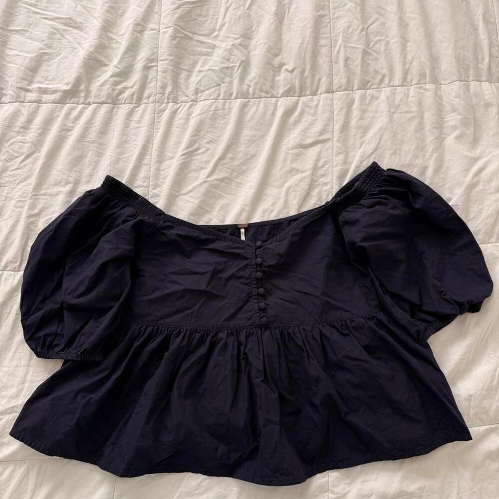 Free-people Women's Navy and Blue Blouse